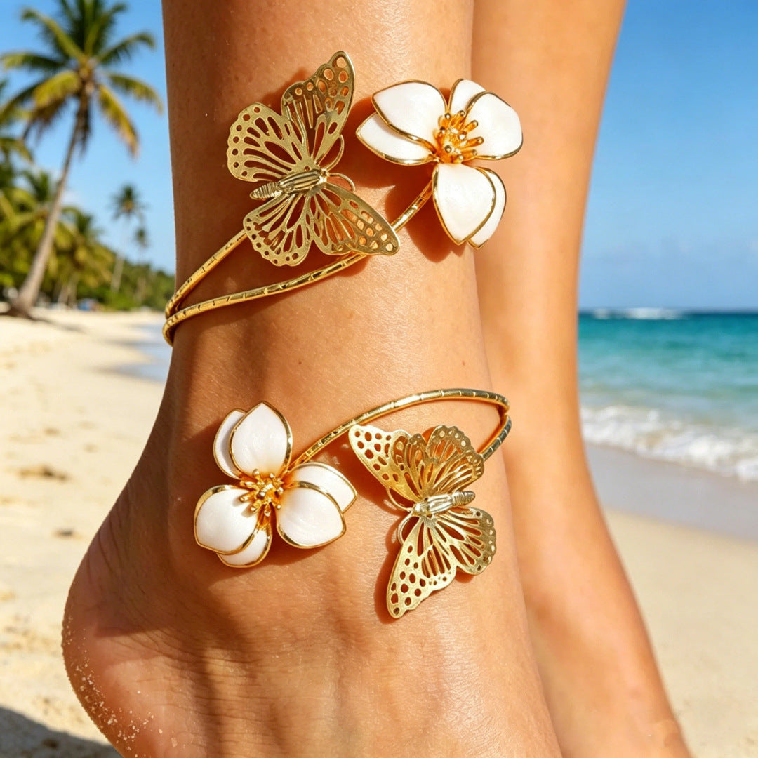 Wholesale Bohemian Ocean Anklet Set With Starfish Shell And Imitation Pearls Beach Vacation Fashion Accessory