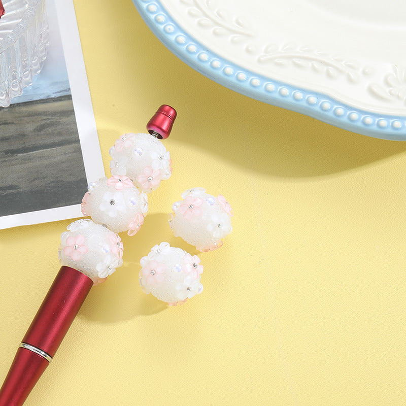 Wholesale 10pcs Heavy Industry Patch Drilling Flower Ball Straight Pole Bead