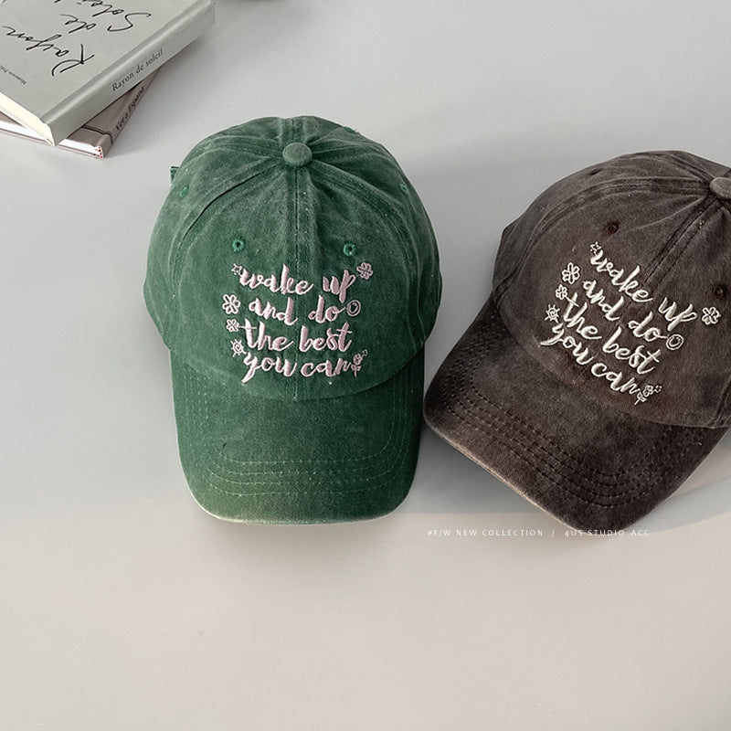 Wholesale Whitewashed Cotton American Retro Letter Vintage Duck Tongue Summer Sunshade Baseball Hat