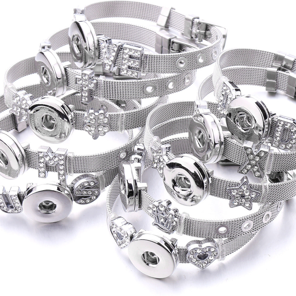Wholesale18mm Diy Snap Stainless Steel Bracelet