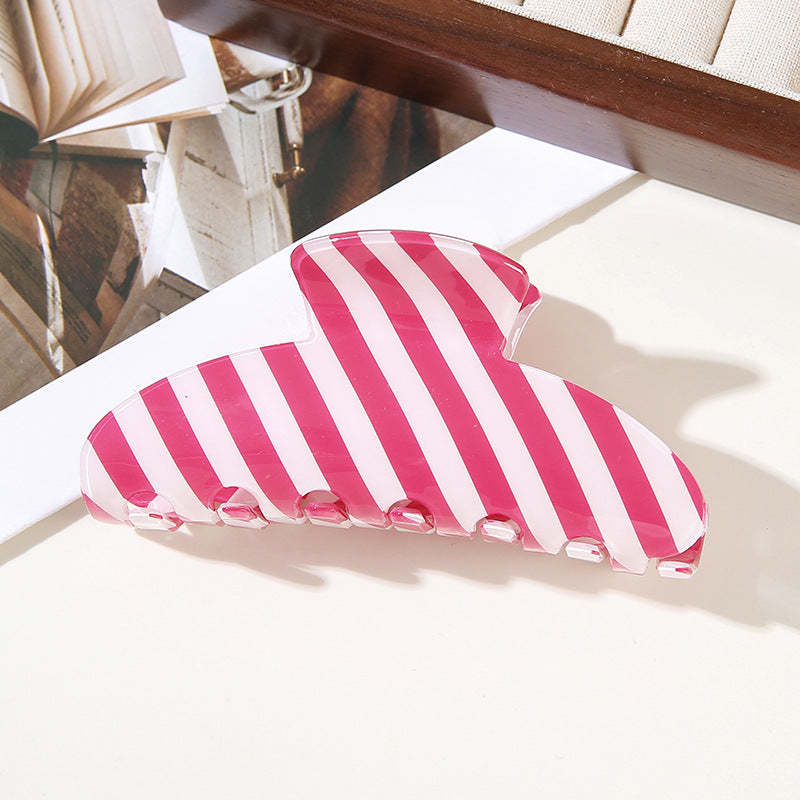 Wholesale Trendy Mermaid Blue Striped French Semicircle Hair Claw Clip For Women PVC Hair Accessory For Everyday Styling And Boutique Resale