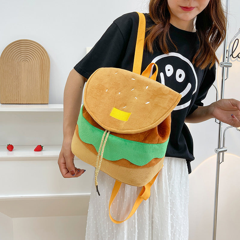 Wholesale Cute Burger Velvet Backpack
