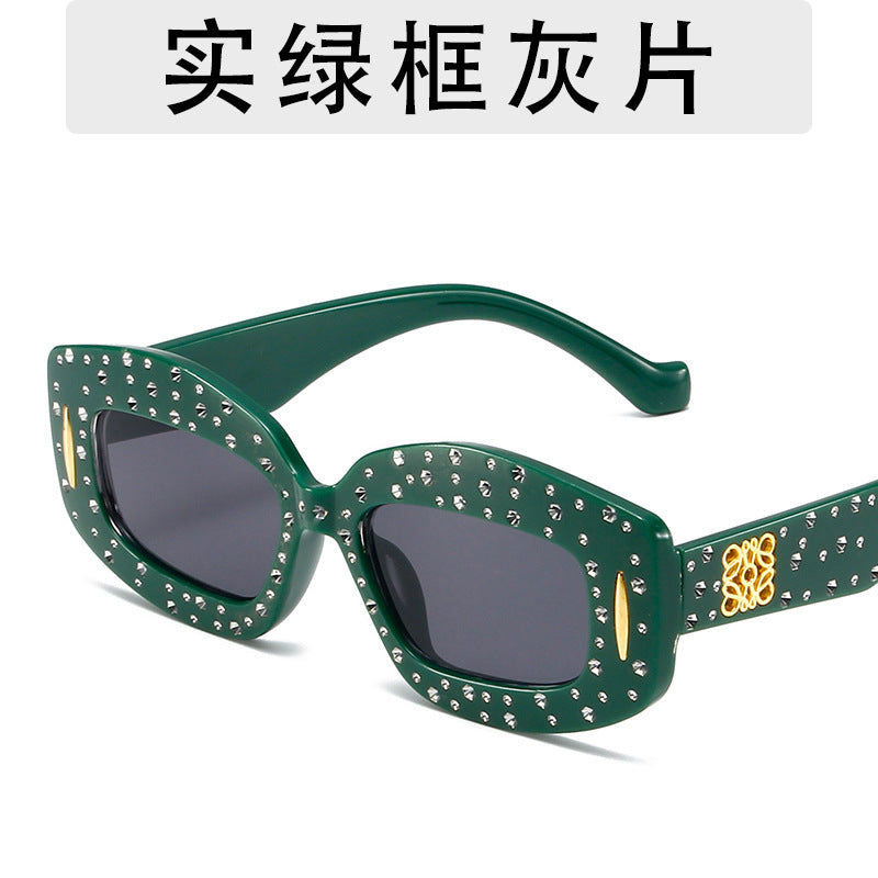 Wholesale Personality Trend Diamond Studded Women's Square Sparkling Starry Sky Fashion Outfit Sunglasses