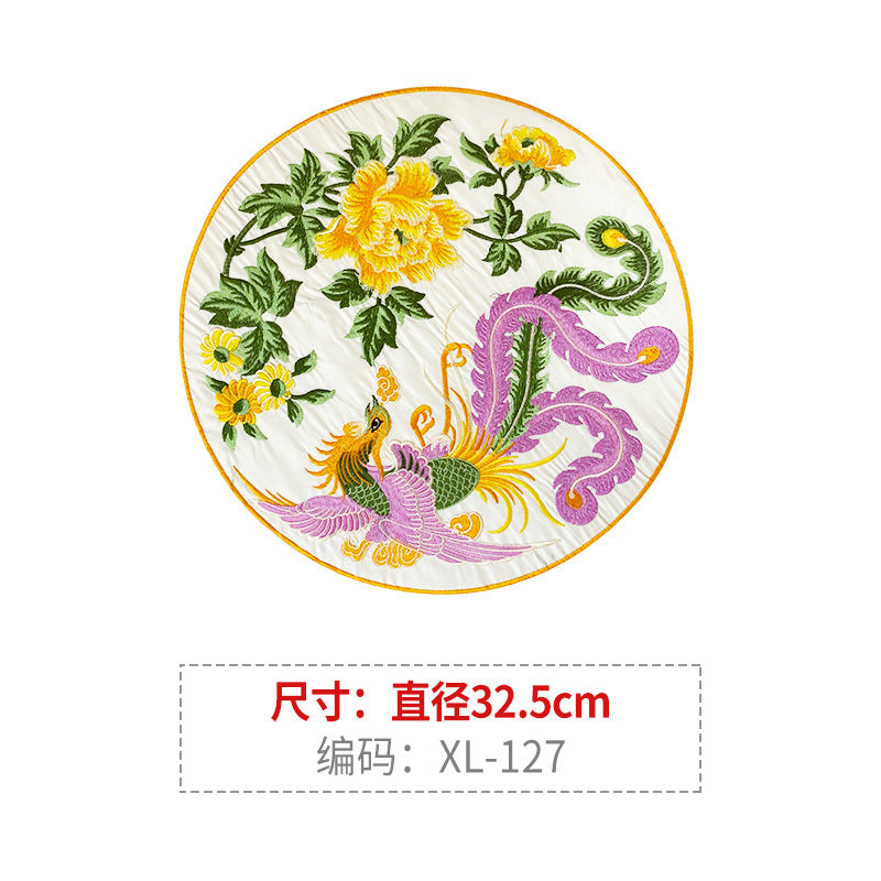 Wholesale Chinese Style Dragon Phoenix Round Satin Fabric Patches For Coat Decoration 8 Pack Stylish DIY Accessory