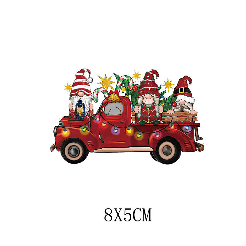 Wholesale 5pcs/pack Cartoon Car Christmas Hot Stamping Sticker UV DTF Ready to Press Transfers Wraps