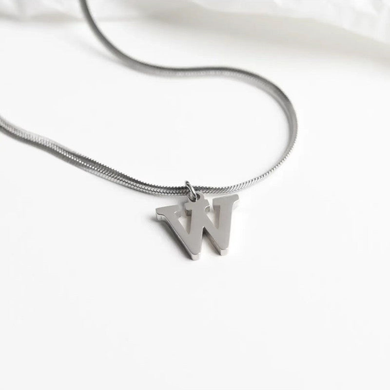 Wholesale Titanium Steel Mirror Polished 26 English Letters Necklace