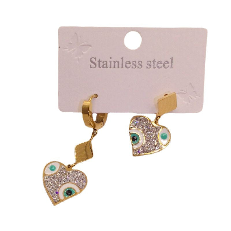 Wholesale Titanium Steel Love Colored Irregular Stainless Steel Earrings