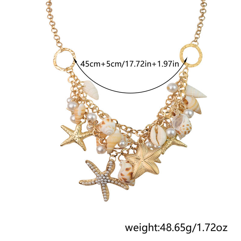 Wholesale Summer Popular Beach Conch Starfish Shell Necklace Clavicle Chain