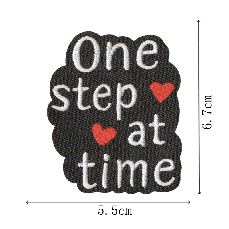 Wholesale Embroidered Patch Set Of 9 Cartoon Math English Phrase Iron On Applique For Clothing Bags Towels DIY Craft Supply