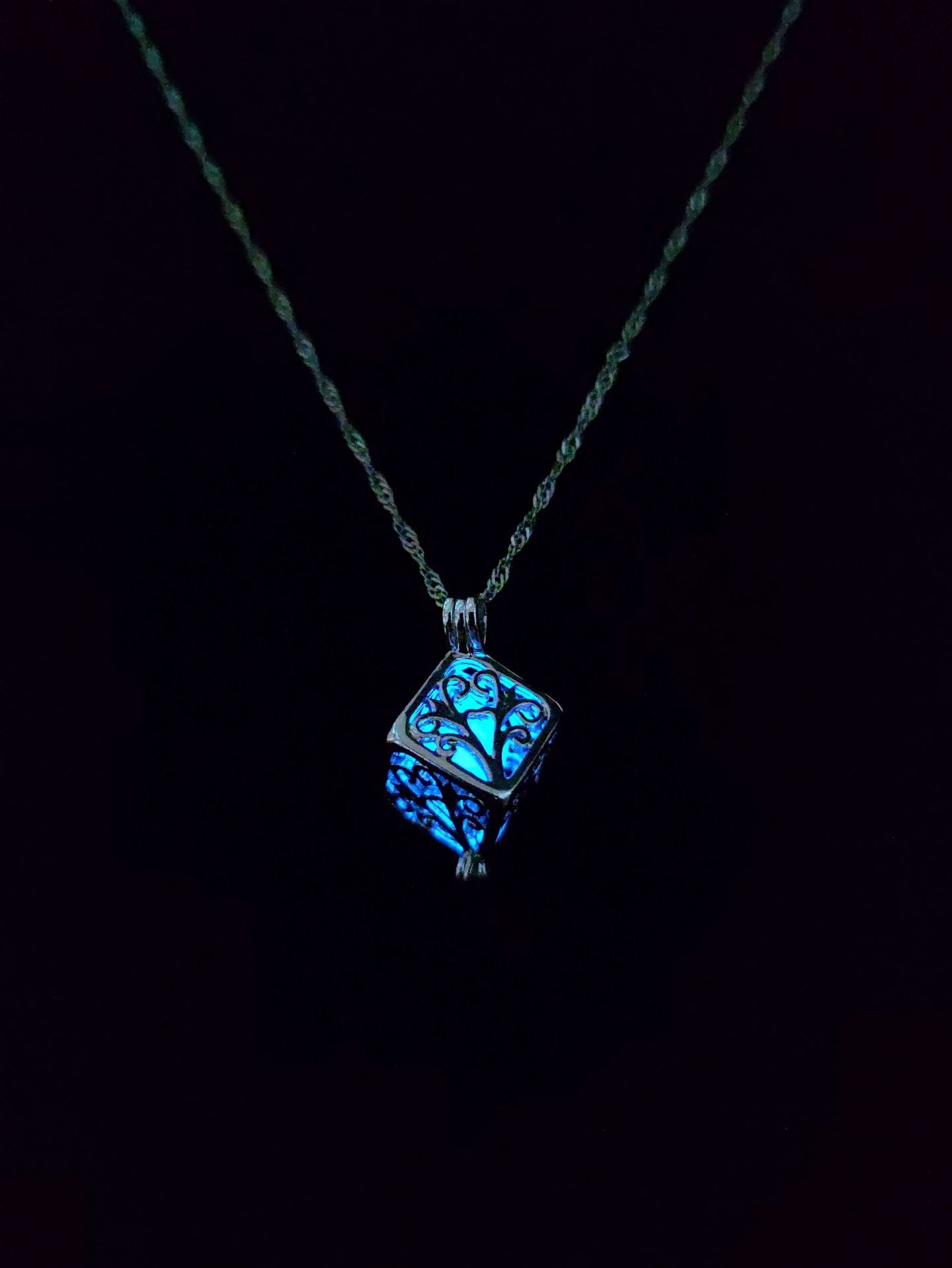 Wholesale Hollow out Tree of Life Square Luminous Necklace