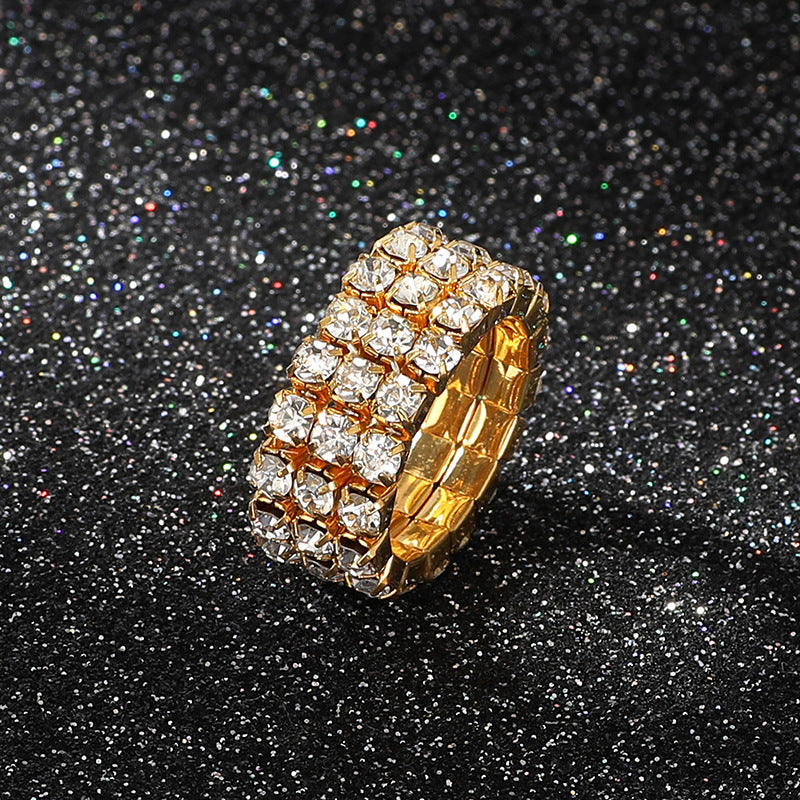 Wholesale multi row diamond rings Rhinestone Rings