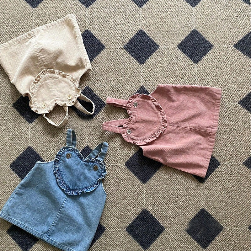 Wholesale Cotton Children's Love Denim Suspender Skirt