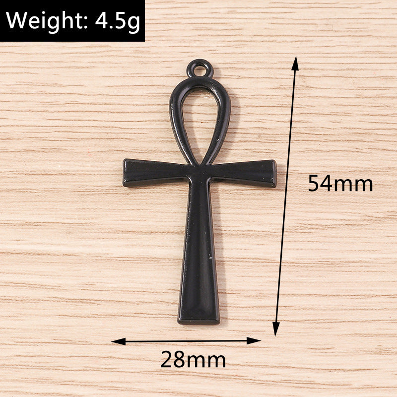 Wholesale 10pcs/pack Electroplated Alloy Hollow Dark Black Rose Cross DIY Jewelry Accessories