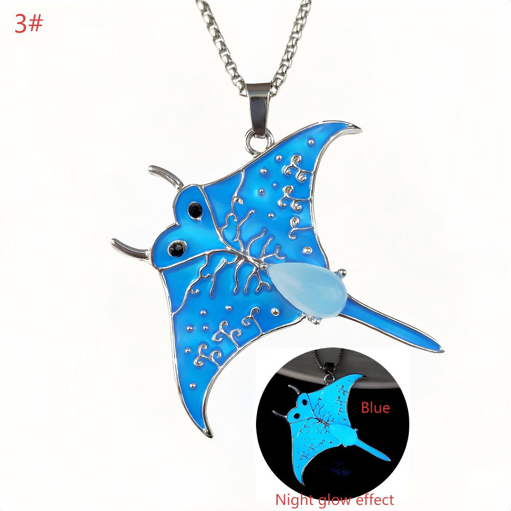 Wholesale Ocean Style Luminous Devil Fish  Zinc Alloy Necklace