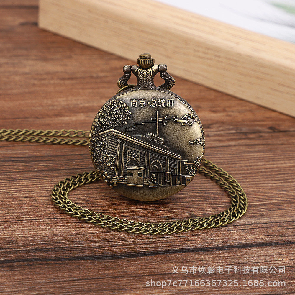 Wholesale Vintage Hanging Chain Flip Scenic Area Commemorative Pocket Watch