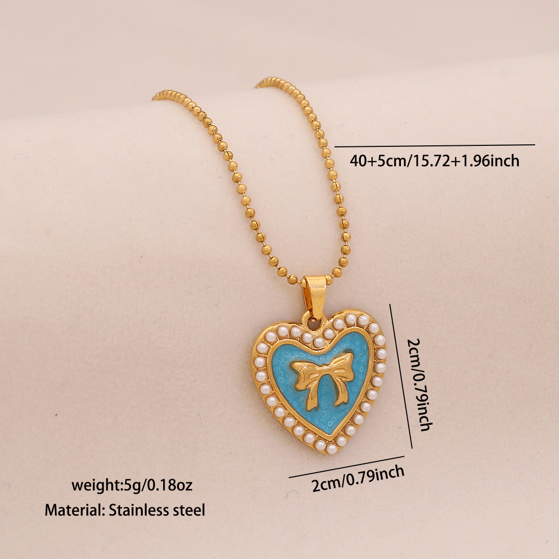 Wholesale man-made pearl necklace heart necklace Stainless Steel Necklace