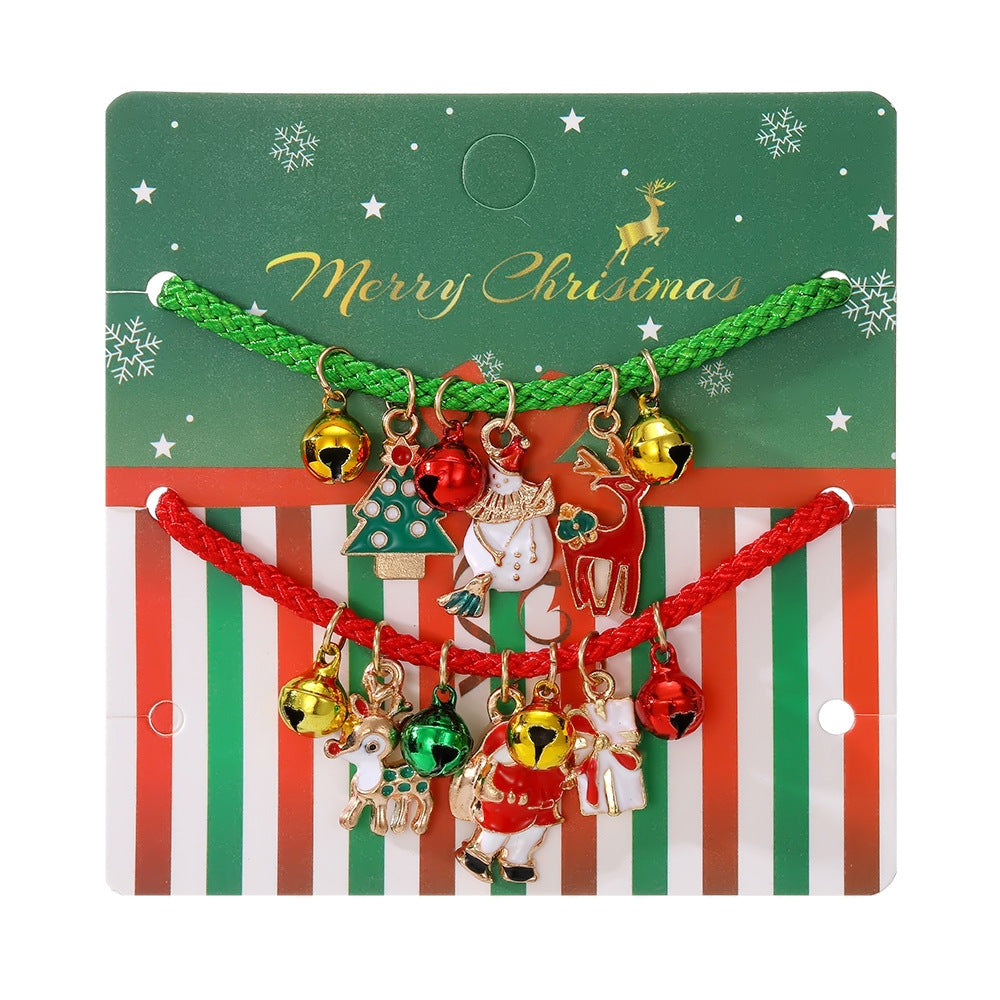 Wholesale Cartoon Oil Dripping Adjustable Christmas Elk Bell Bracelet