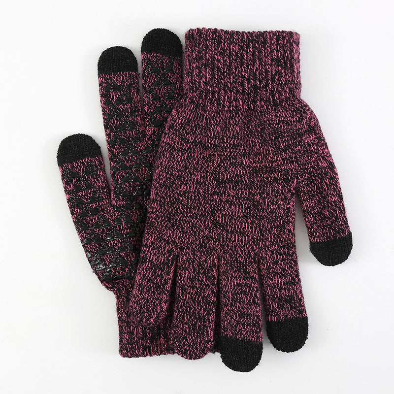 Wholesale Winter Warm and Cold-proof Plus Velvet and Thickened Wool Knitted Touch Screen Gloves