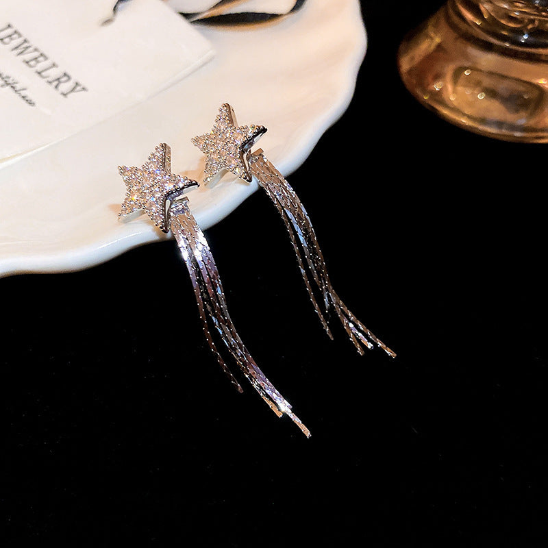 Wholesale Diamond Butterfly Flower Five Pointed Star Tassel Alloy Earrings