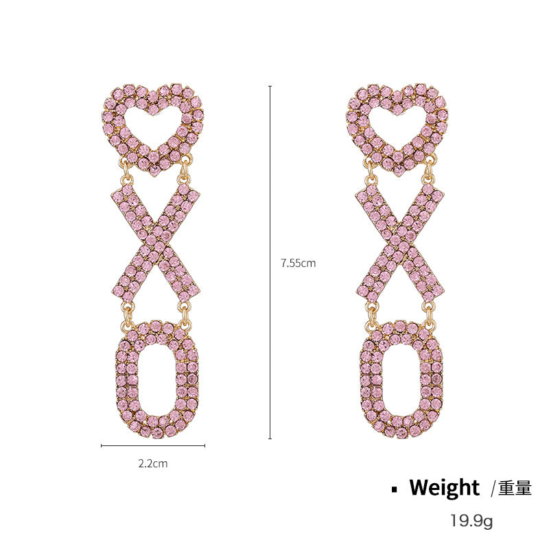 Wholesale 15PCS Valentine's Day Series Pink XOXO Necklace and Earrings Set