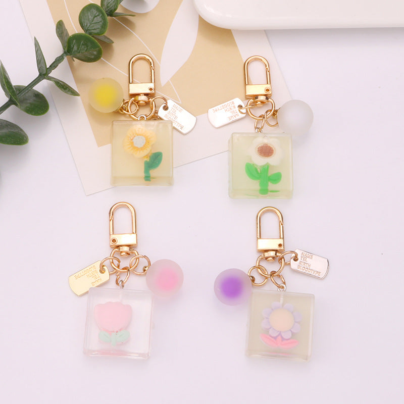 Wholesale Sunflower Resin Candy Ball Keychain