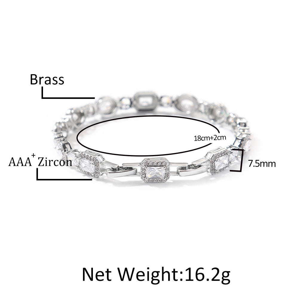 Wholesale Geometric shaped copper inlaid zircon bracelet