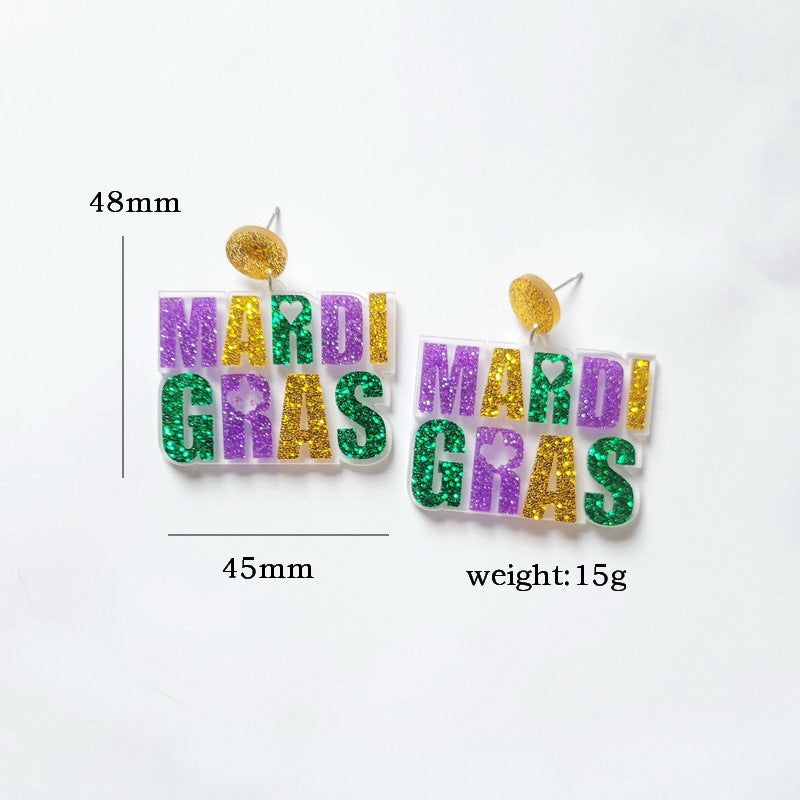 Pendientes acrílicos carnicales de tres colores al por mayor