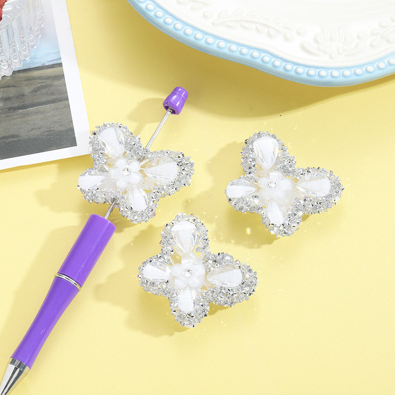 Wholesale 10pcs Rhinestone Butterfly Beads Straight Hole DIY Accessories