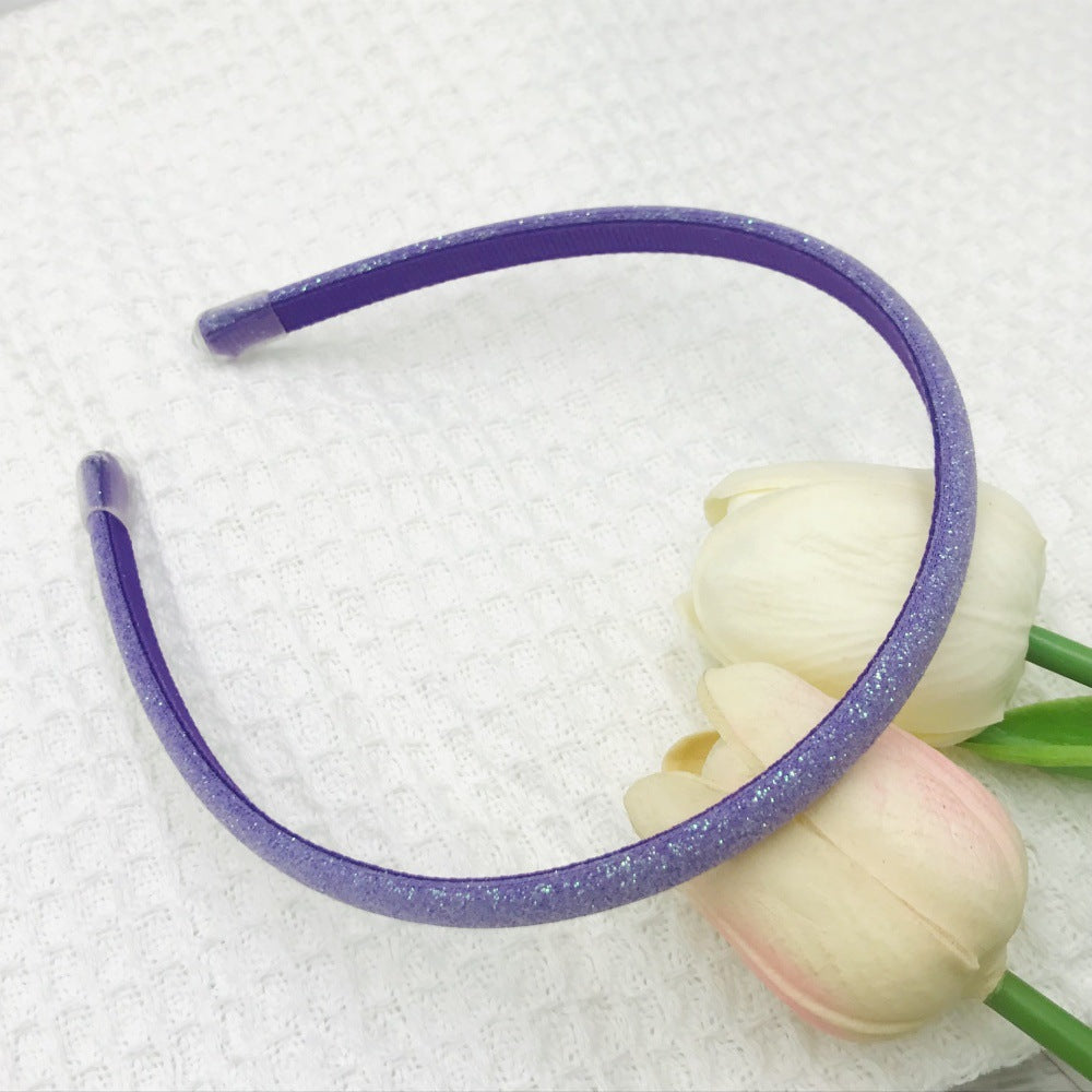 Wholesale Glitter powder retro temperament versatile transparent leather case 0.8cm headband
