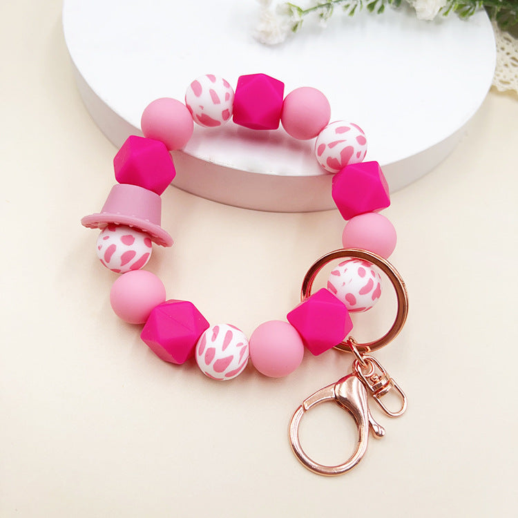 Wholesale Western Style Cowboy Hat Silicone Beaded Wrist Keychain