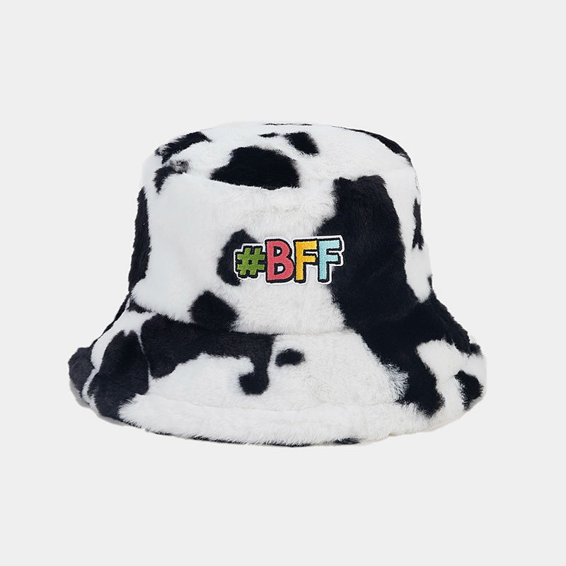 Wholesale Cow Pattern Fisherman Hat Plush Hat