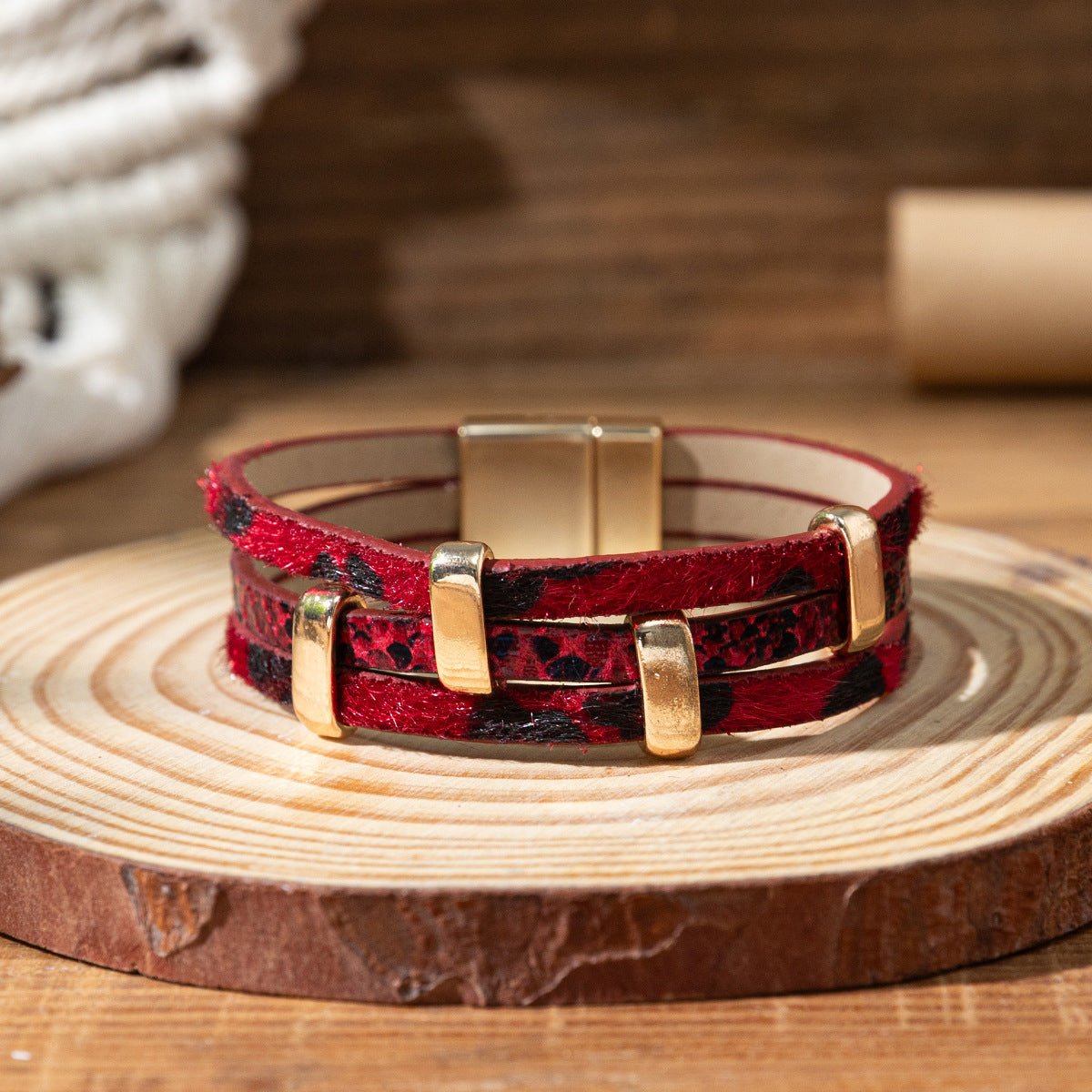 Wholesale Snake patterned three-layer wide Layered Bracelet Set