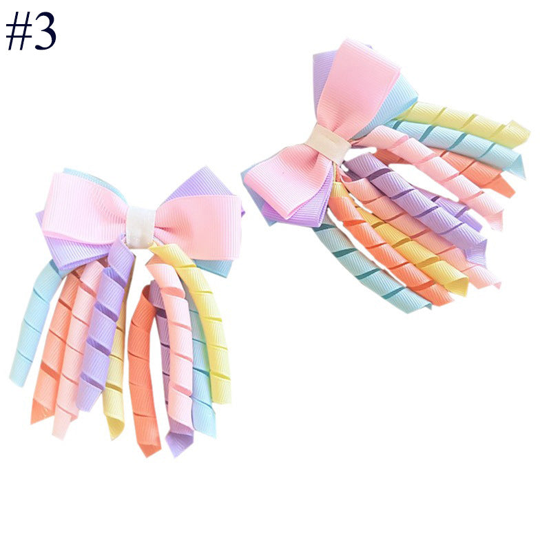 Wholesale 5pcs Bow Curl Ribbon Children's Christmas Independence Day Hair Clip