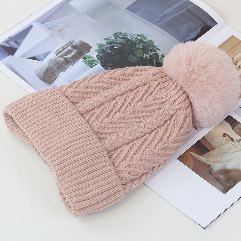 Wholesale Autumn and Winter Solid Color Fur Ball Cold Cashmere  Hat