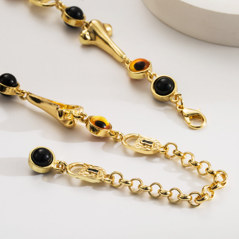 Wholesale Vintage Evil Eye Alloy Pendant Necklace Hip Hop Jewelry Accessory Gift