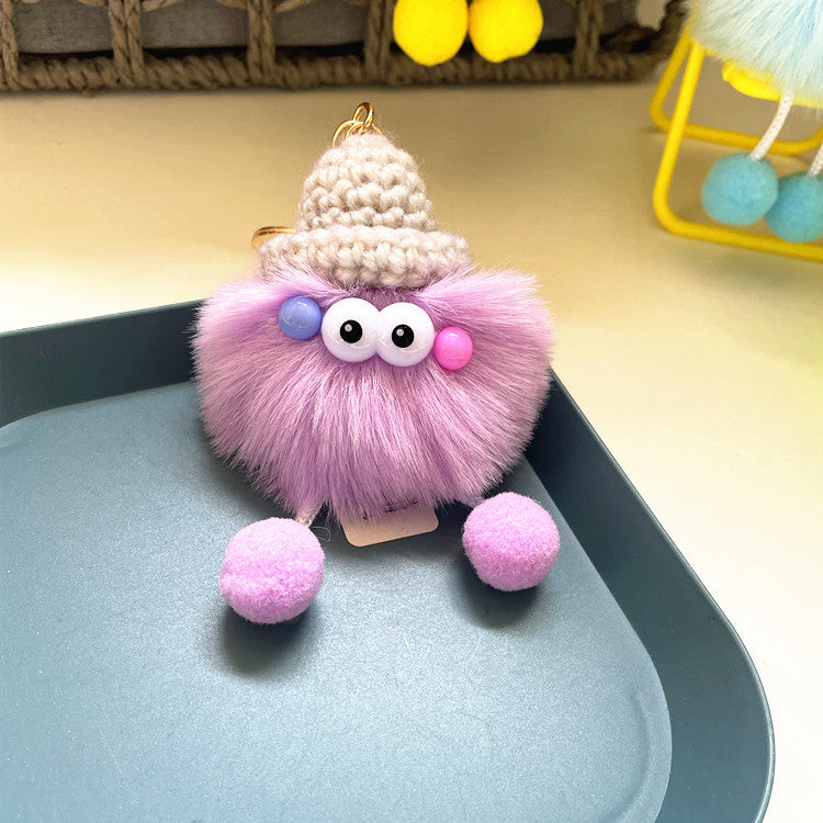 Wholesale Internet celebrity ugly cute plush cute small coal ball key chain