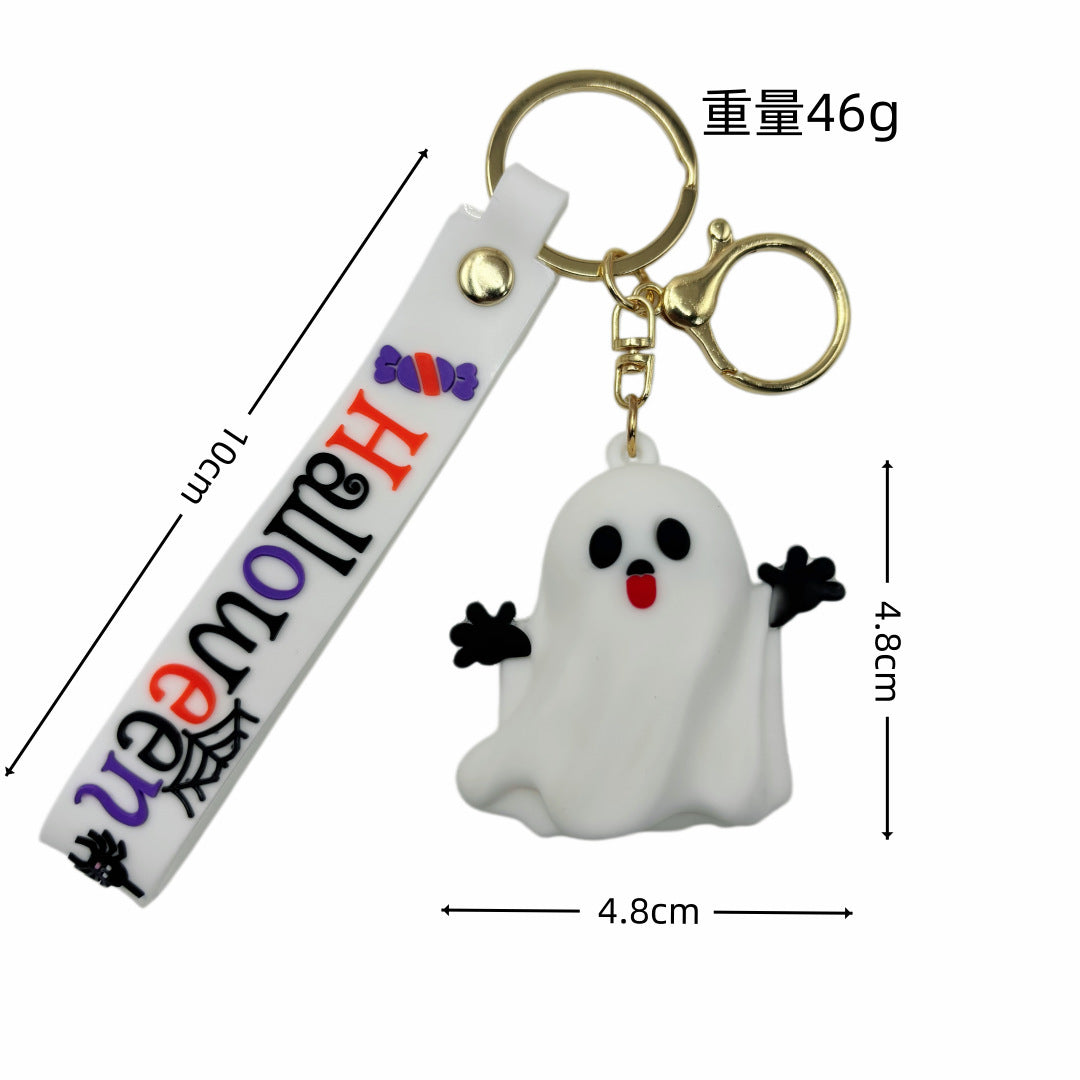 Wholesale PVC Soft Rubber  Pumpkin Skeleton King Cartoon Keychain Car Key Accessory Bag Charm Resale