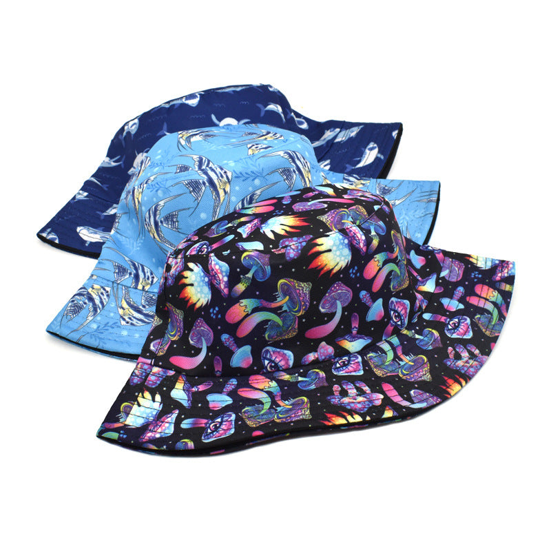 Wholesale Undersea Animal Mushroom Printed Sun Visor Fisherman Hat