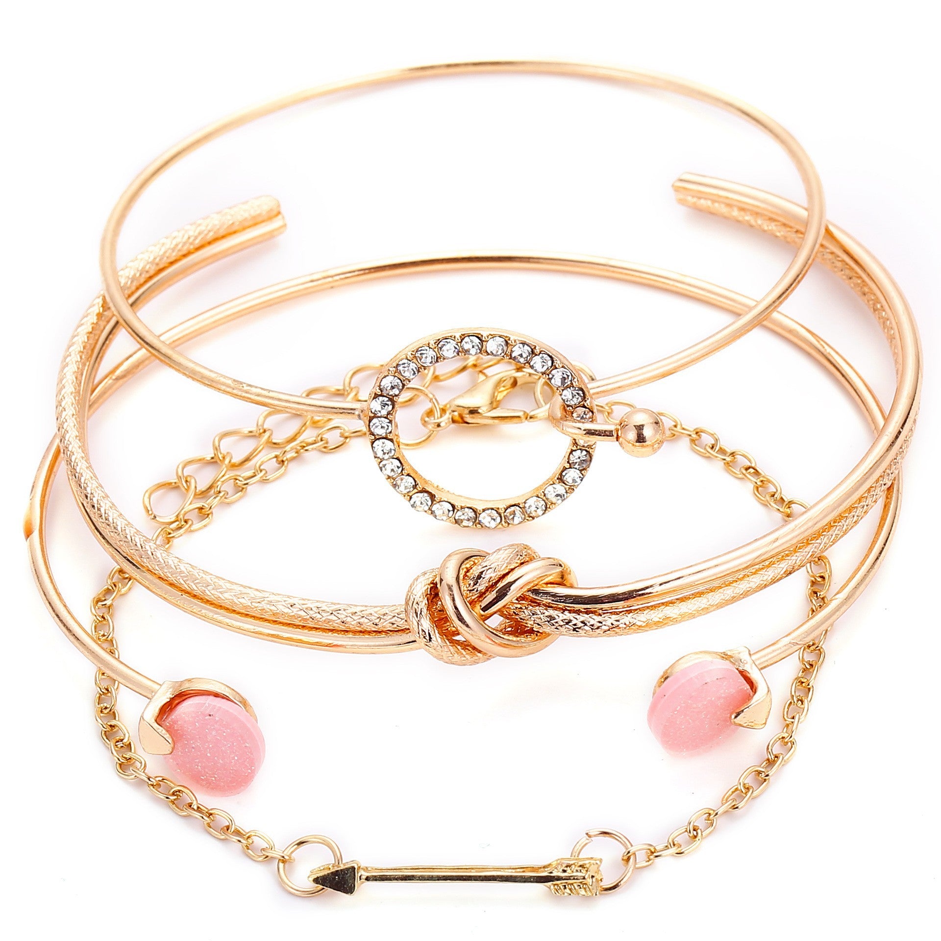 Wholesale Thick Chain Multi-layer Open Alloy Bracelet Set