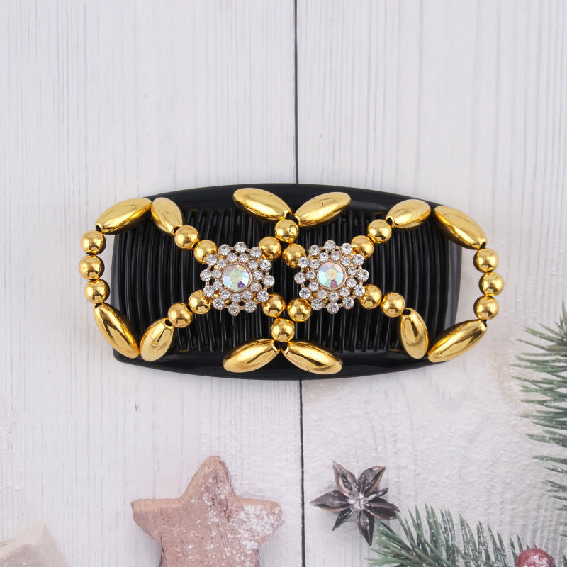 Wholesale Plastic Beaded Double Row Hair Comb