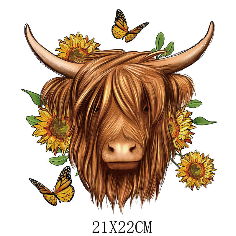 Wholesale Cartoon letter bull head heat transfer printing   UV DTF Ready to Press Transfers Wraps