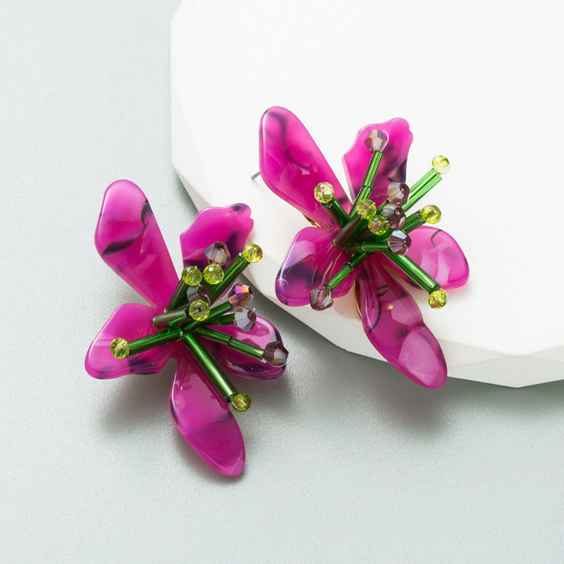 Wholesale Colorful Acrylic Flower Earrings