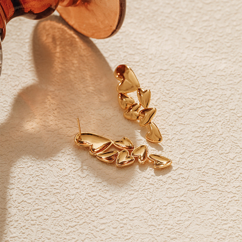 Wholesale Heart Irregular Copper Plated 18K Real Gold Earrings