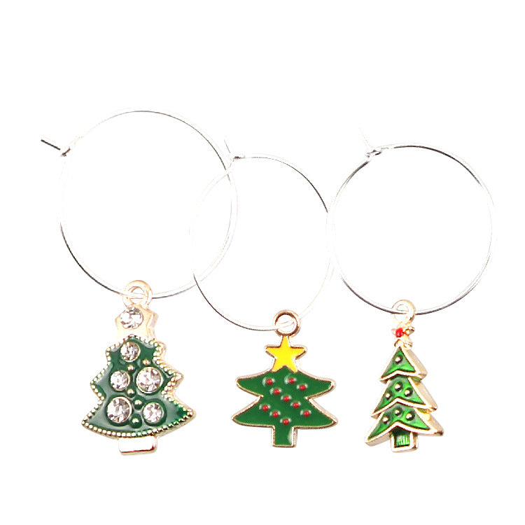 Wholesale Christmas Party Christmas Tree Metal Wine Cup Rings