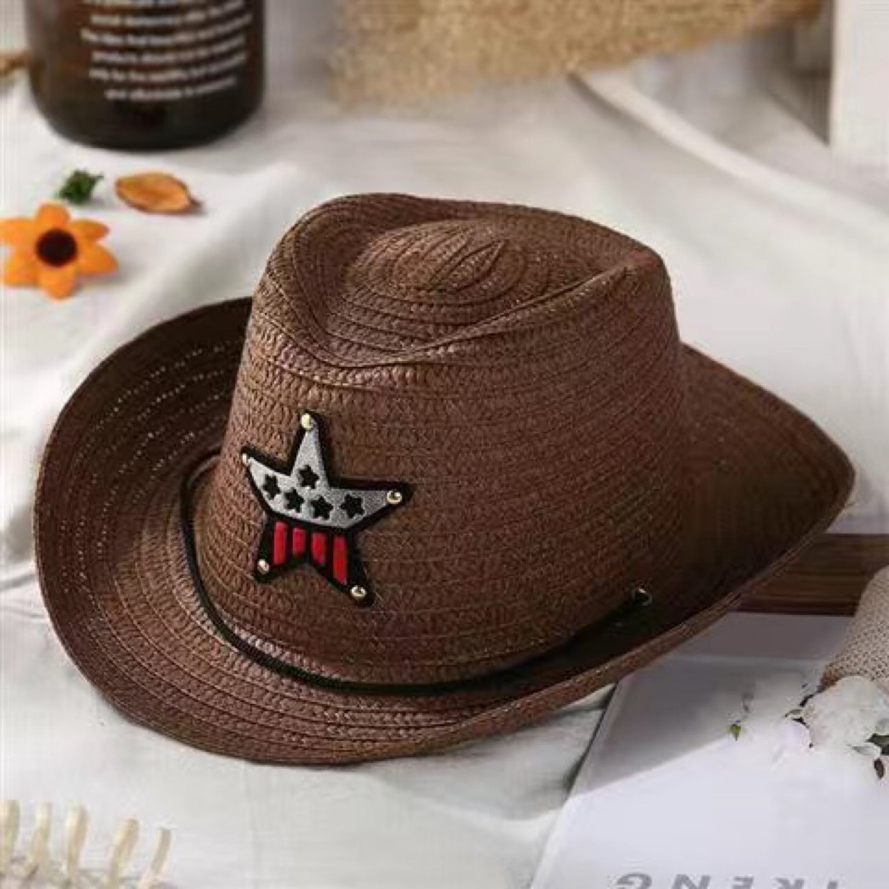 Wholesale of Western Cowboy Children's Sunshade Tencel Straw Hat