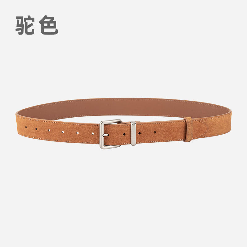 Wholesale women' s vintage genuine leather nubuck suede belt