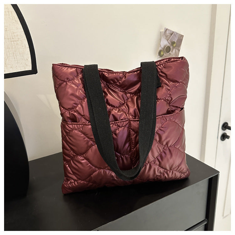 Wholesale Autumn and Winter High-capacity Cotton Clothes, Hand-held Single Shoulder Bucket Bags