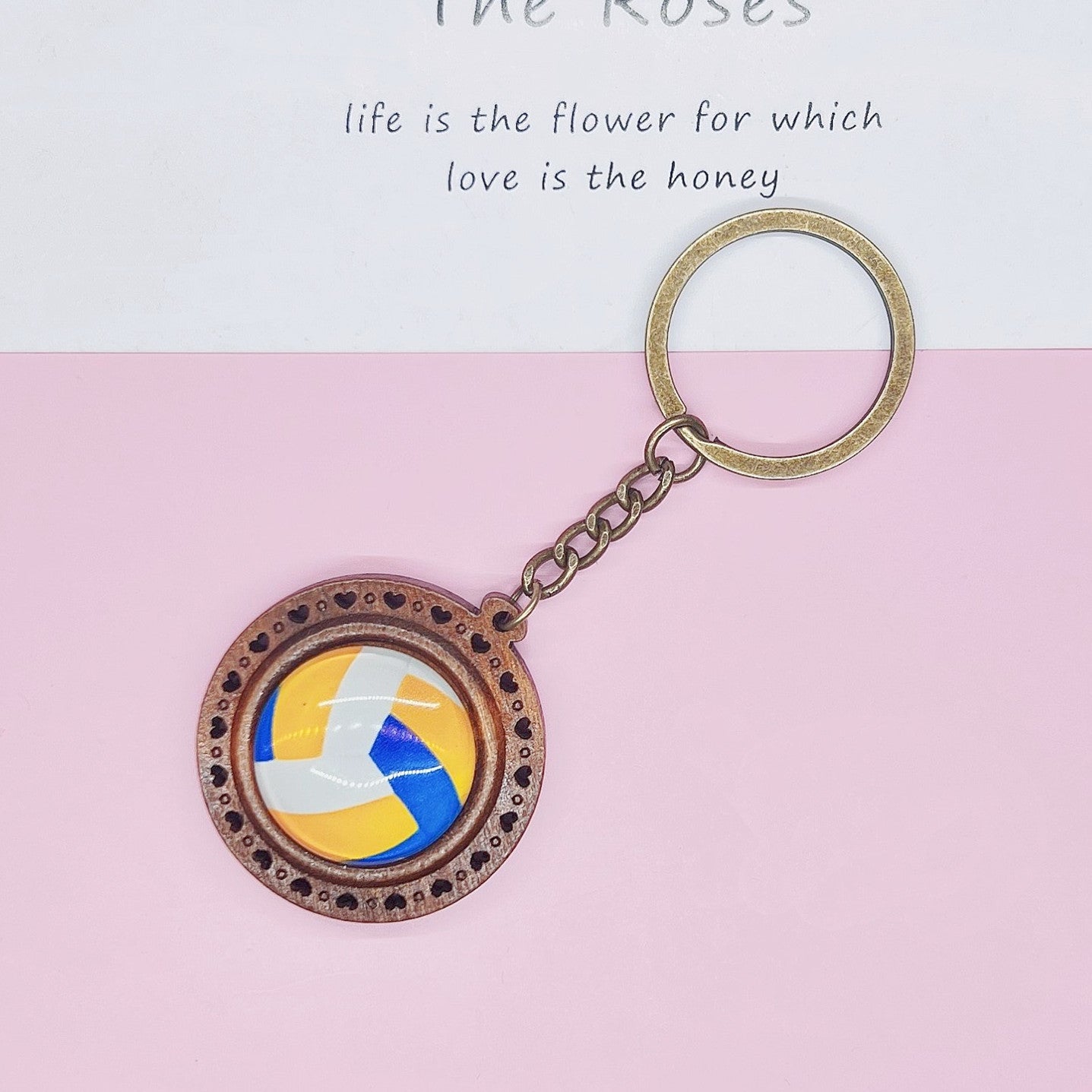 Llavero de béisbol de fútbol de madera al por mayor