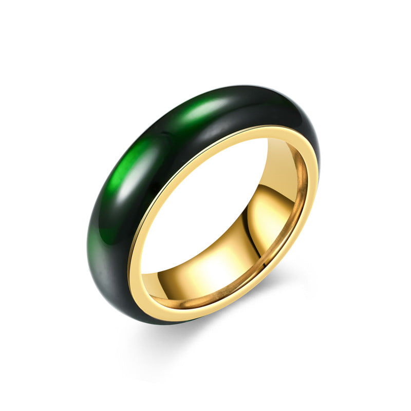 Wholesale of Dark Green Jade and Titanium Steel Rings
