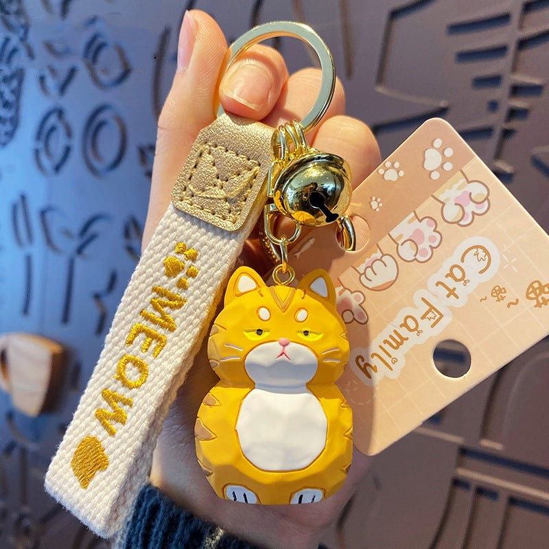 Wholesale Cartoon Wood Carved Cat Resin Keychain